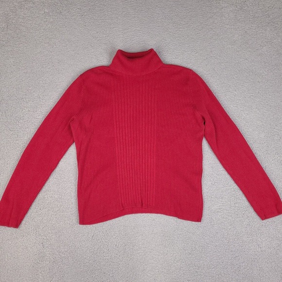 Charter Club Sweater Womens Small Red‎ Ribbed Turtleneck Cotton - Picture 1 of 13